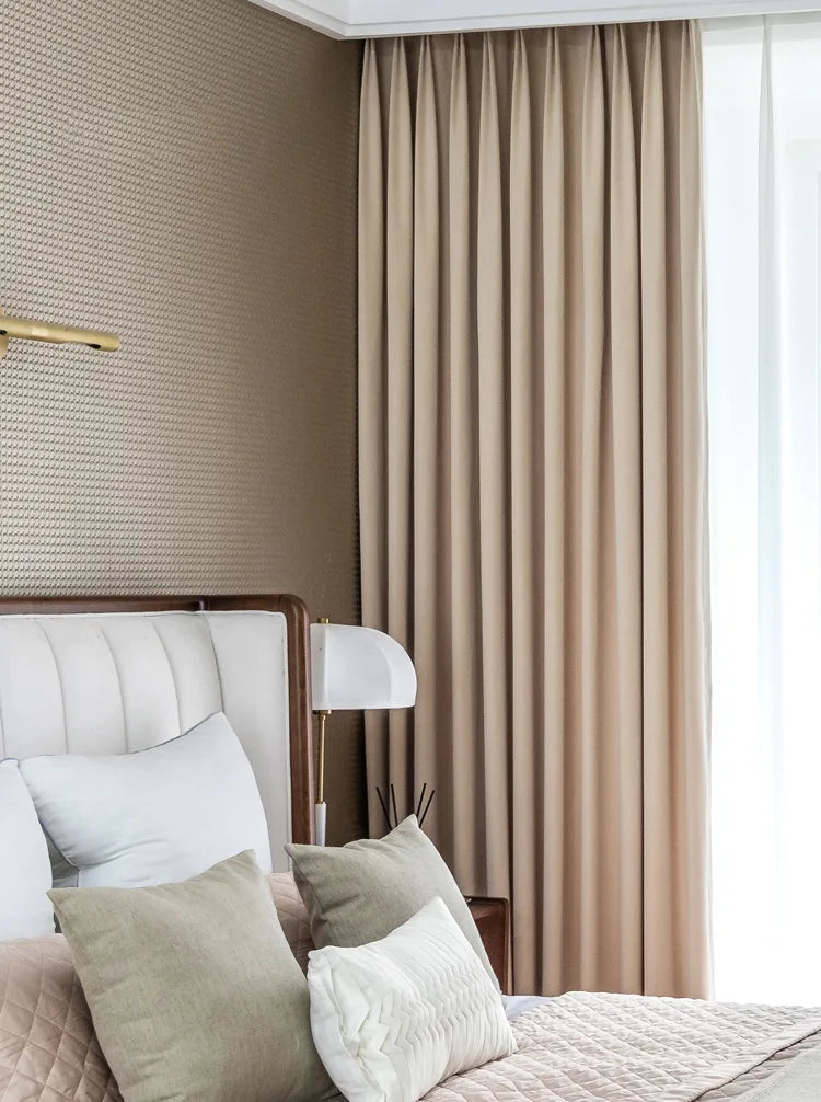 Modern Beige Velvet Curtains for Living Dining Room Bedroom