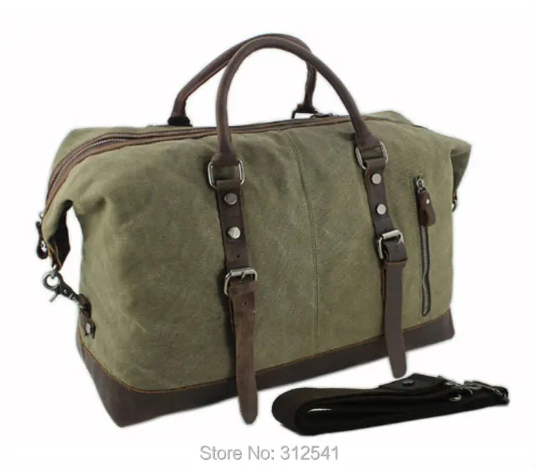 Vintage military Canvas Leather travel bag