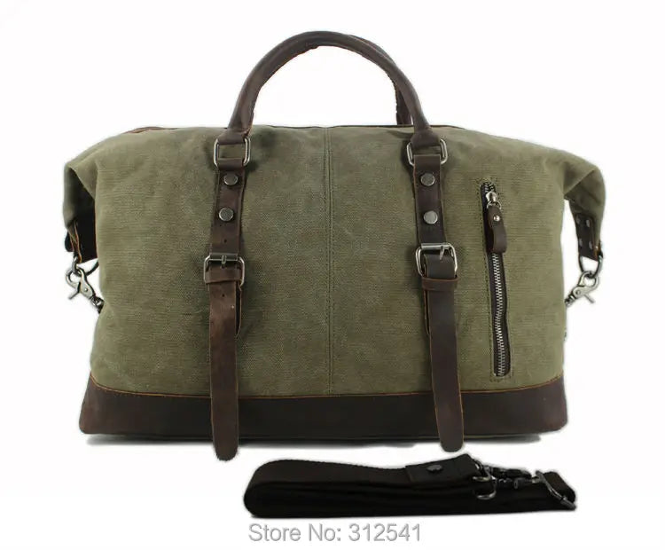 Vintage military Canvas Leather travel bag