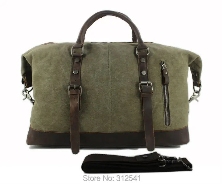 Vintage military Canvas Leather travel bag