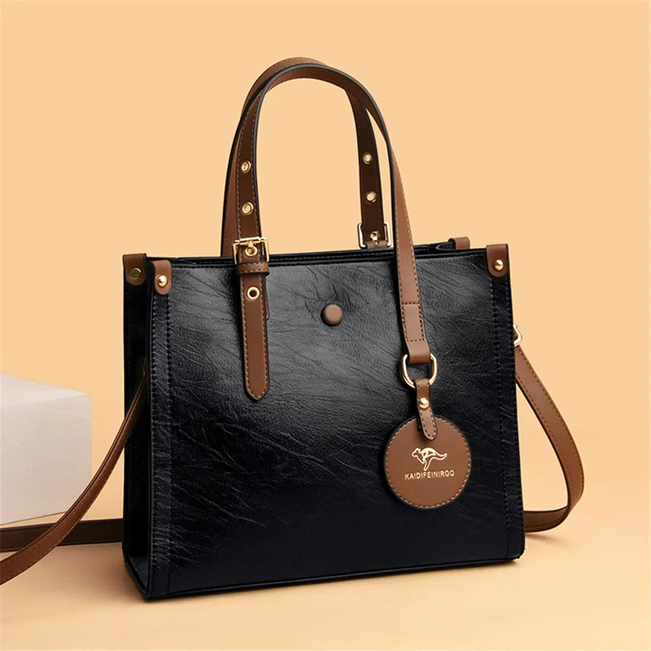 Vintage  Leather Ladies Tote Hand Bag