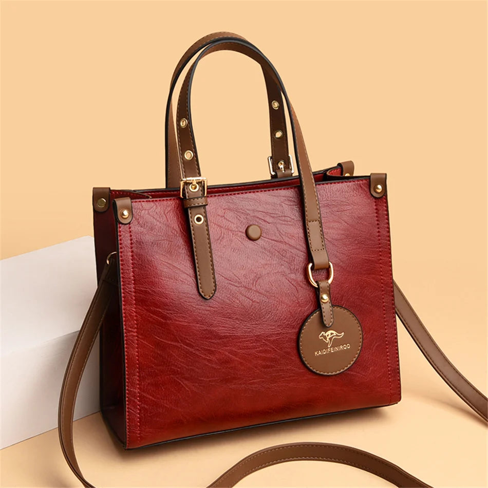 Vintage  Leather Ladies Tote Hand Bag