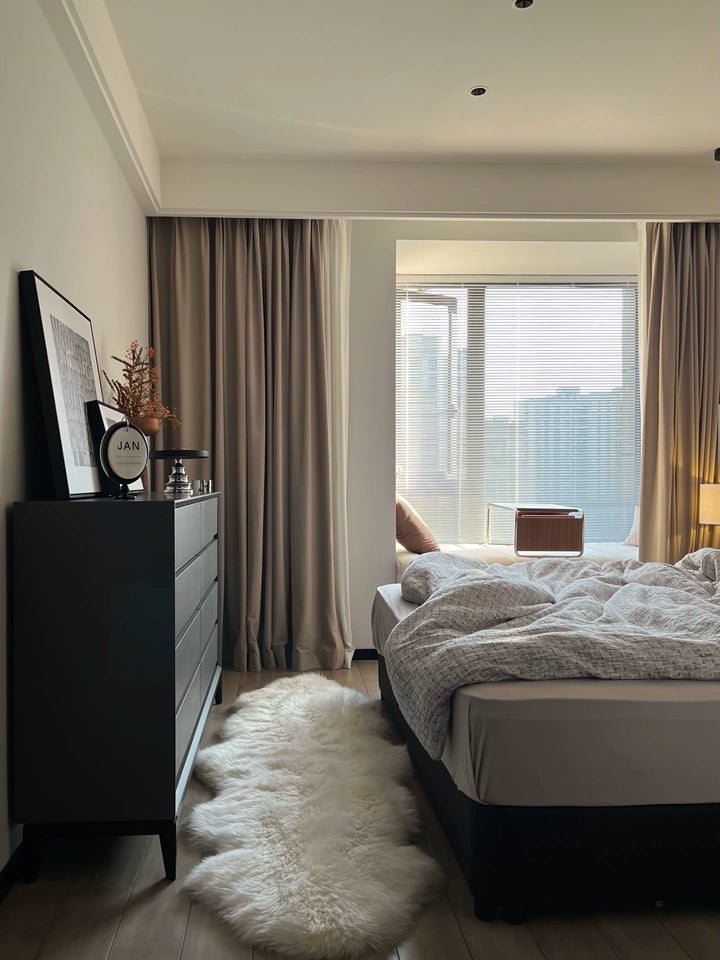 Modern Beige Velvet Curtains for Living Dining Room Bedroom