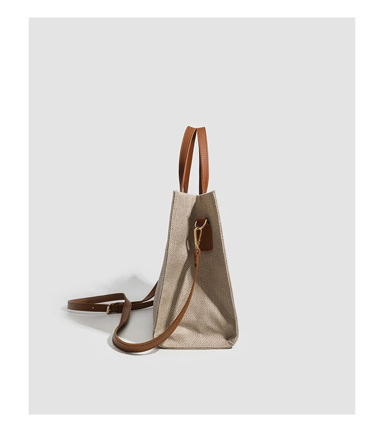 Canvas Stripe Decor Bucket Handbags