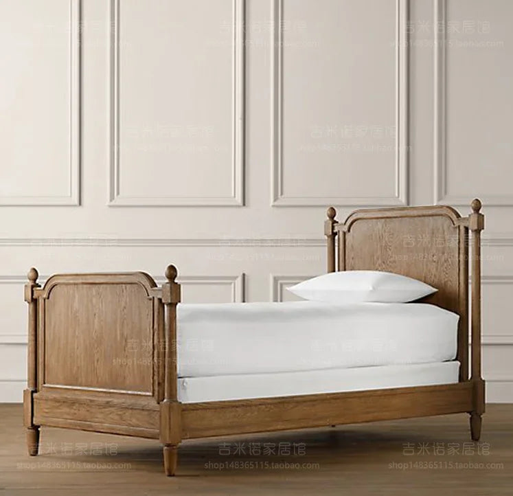 Single Solid Retro Wood Bed