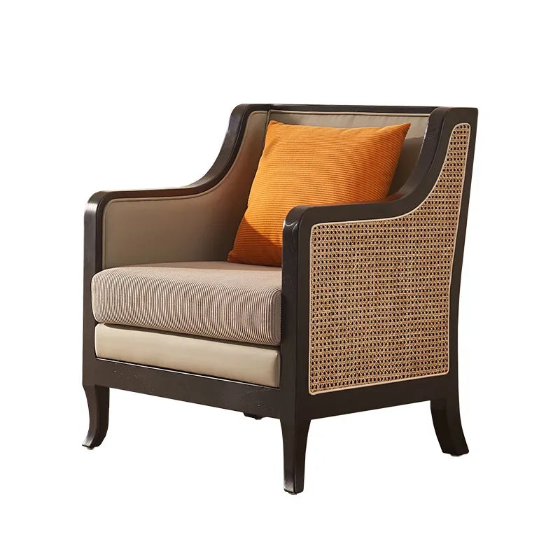 Rattan solid wood single sofa chair