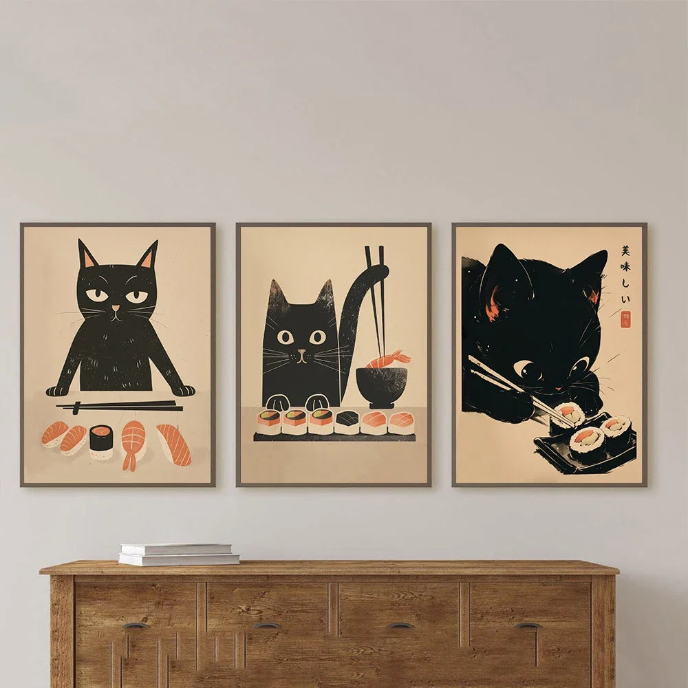 Black Cat Vintage Wall Art