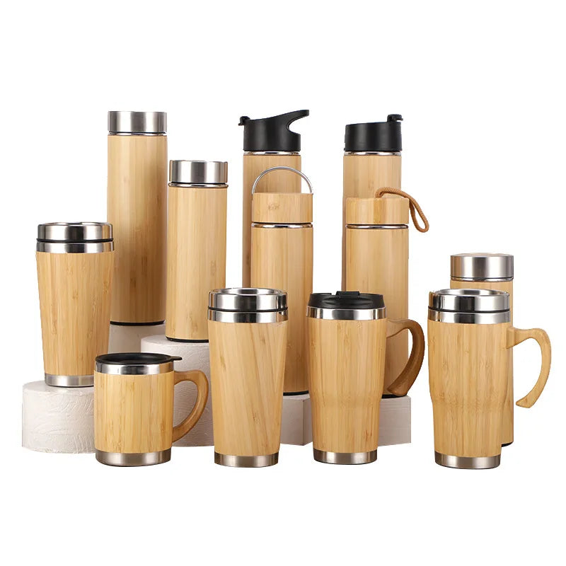 Personalized Bamboo Thermos Insulated Cup And Bottle