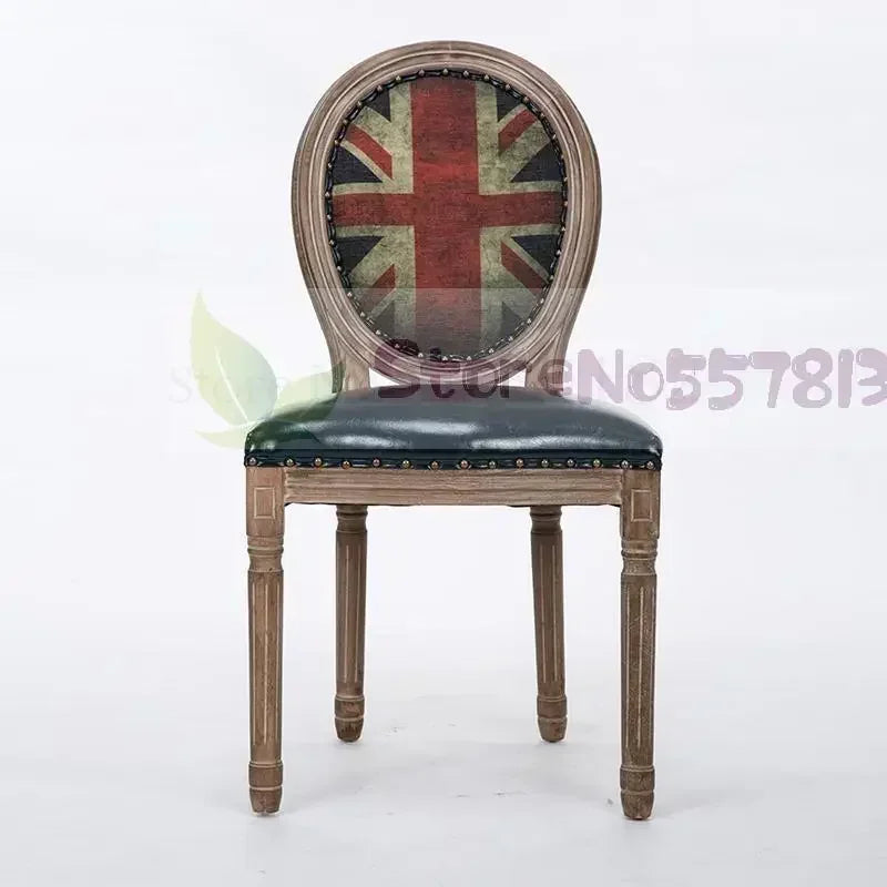 Retro Solid Wood Soft Chair - Simple Leather Seat, Dining Chair