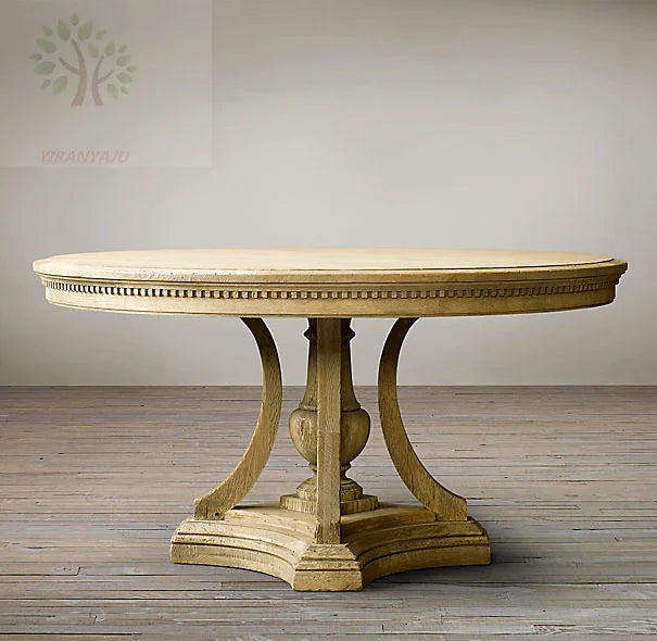American country oak round dining table
