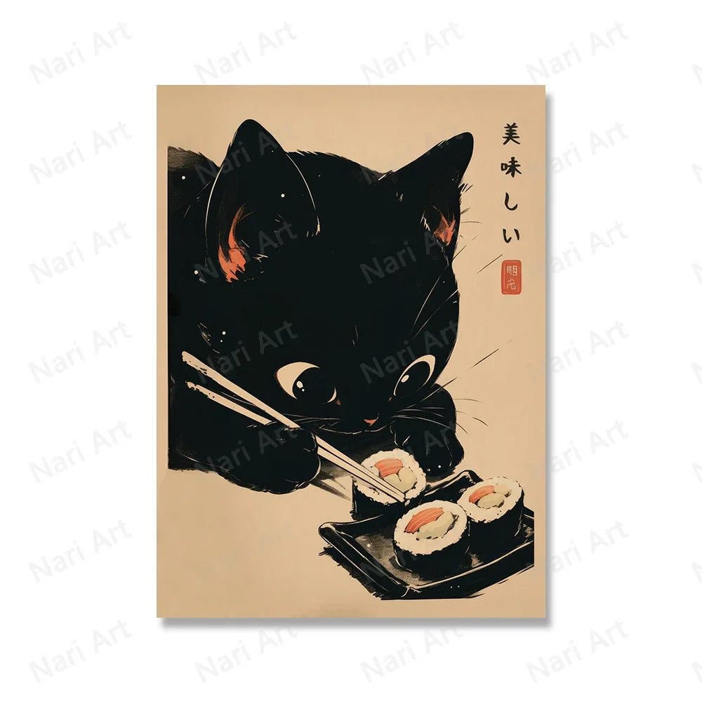 Black Cat Vintage Wall Art