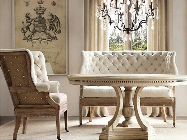 American country oak round dining table