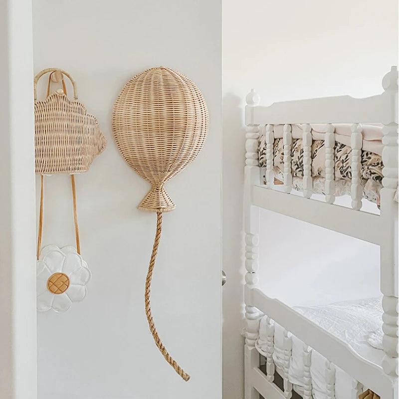 Nordic Balloon Wall Decor Natural Rattan