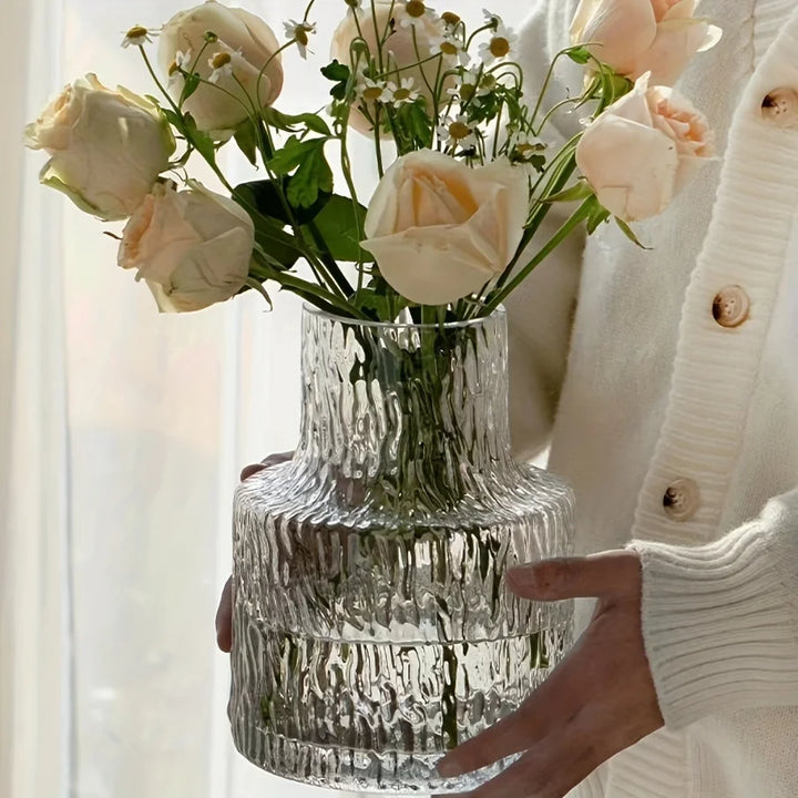Vintage-Style Textured Glass Vase