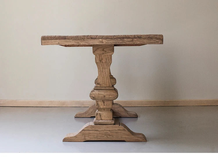 Solid Wood Old Elm  Dining Table For 6 People