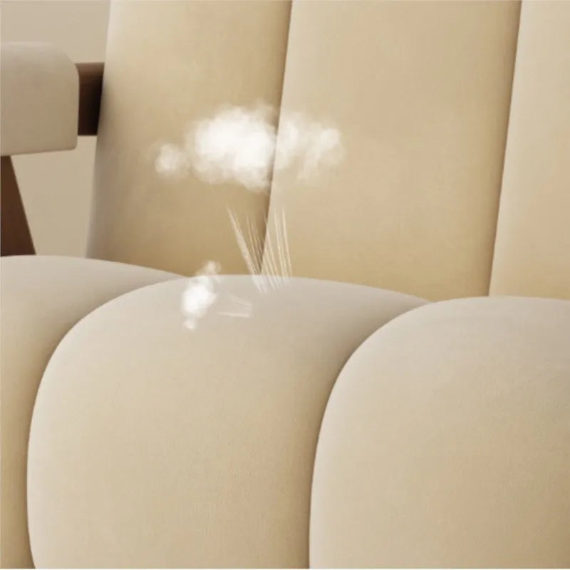 Cream Style Solid Wood  Single Sofa