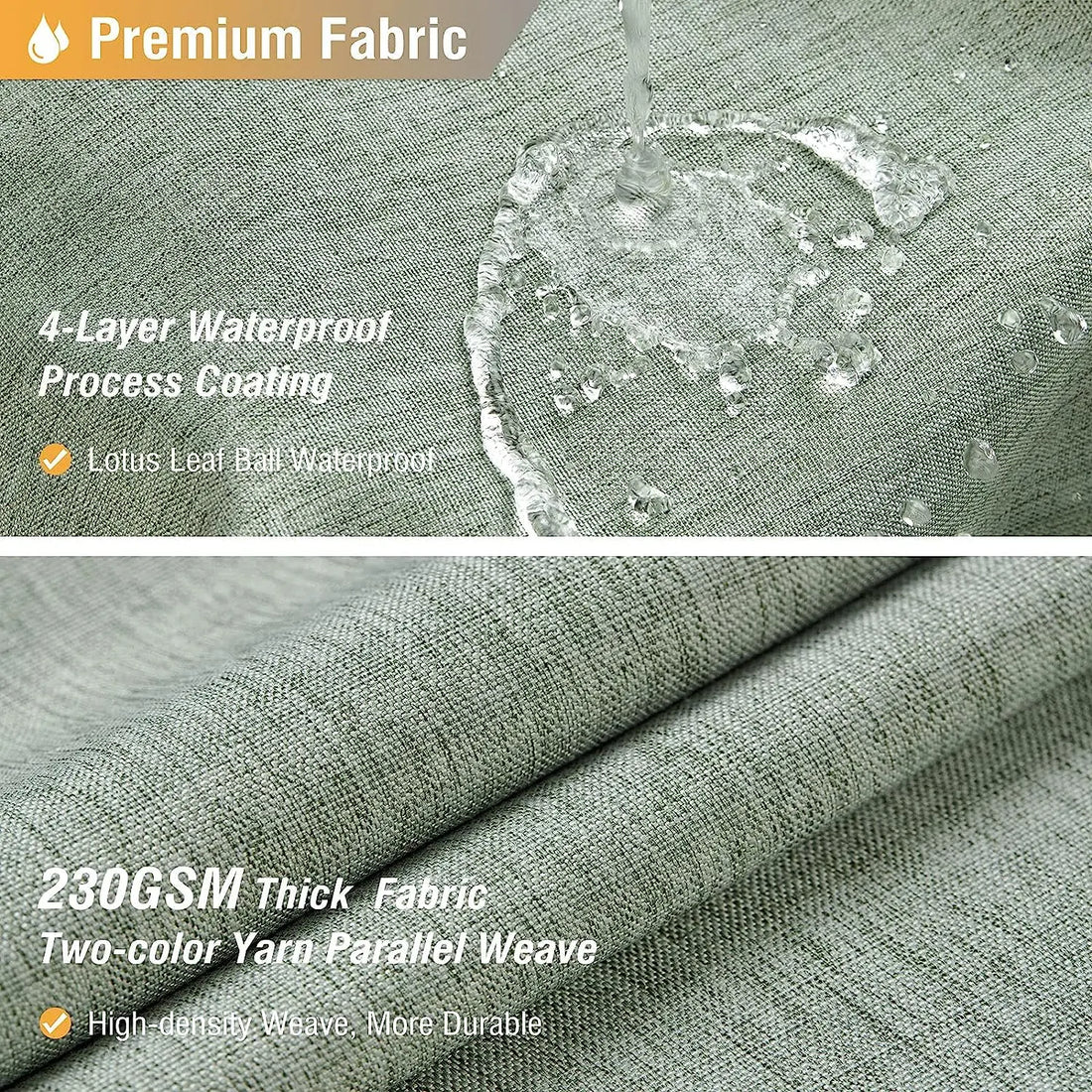 Luxury Linen Shower Curtain with Silver Metal Hooks,  Waterproof Thick Fabric