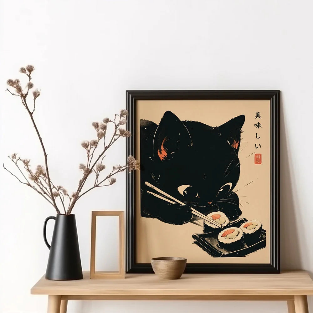 Black Cat Vintage Wall Art