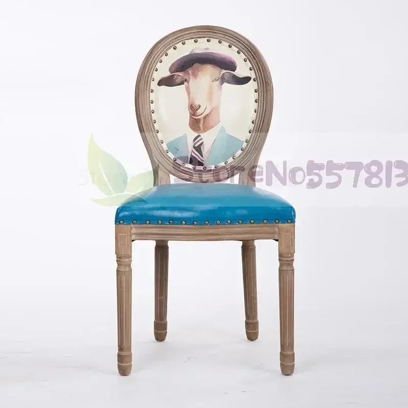 Retro Solid Wood Soft Chair - Simple Leather Seat, Dining Chair