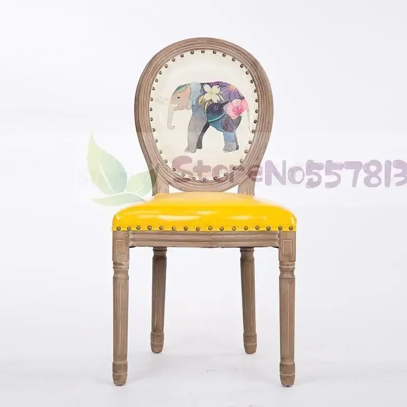 Retro Solid Wood Soft Chair - Simple Leather Seat, Dining Chair