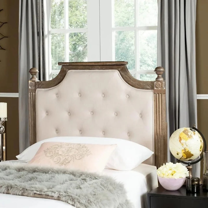 Tufted Linen Headboard, QUEEN Size, Beige Color