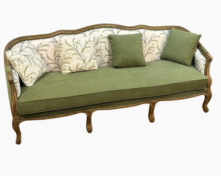 Vintage rustic three-seat solid wood sofa