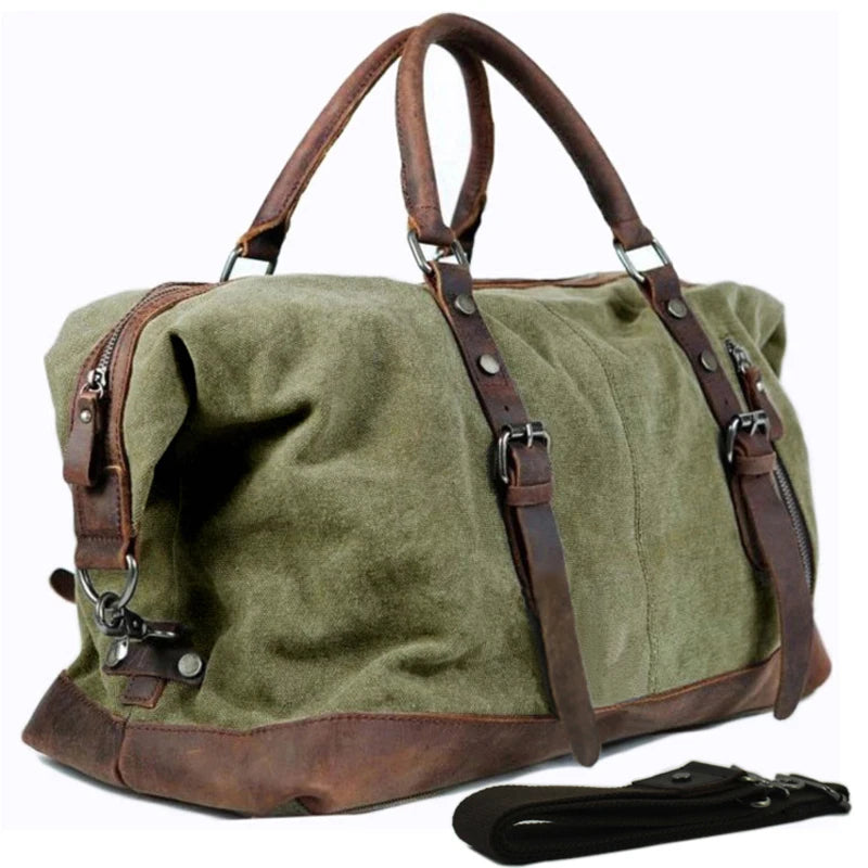 Vintage military Canvas Leather travel bag