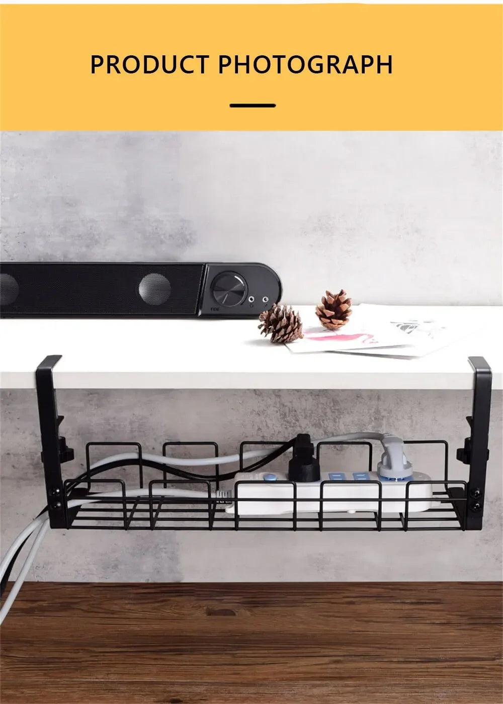 Under Table Storage Rack in Metal
