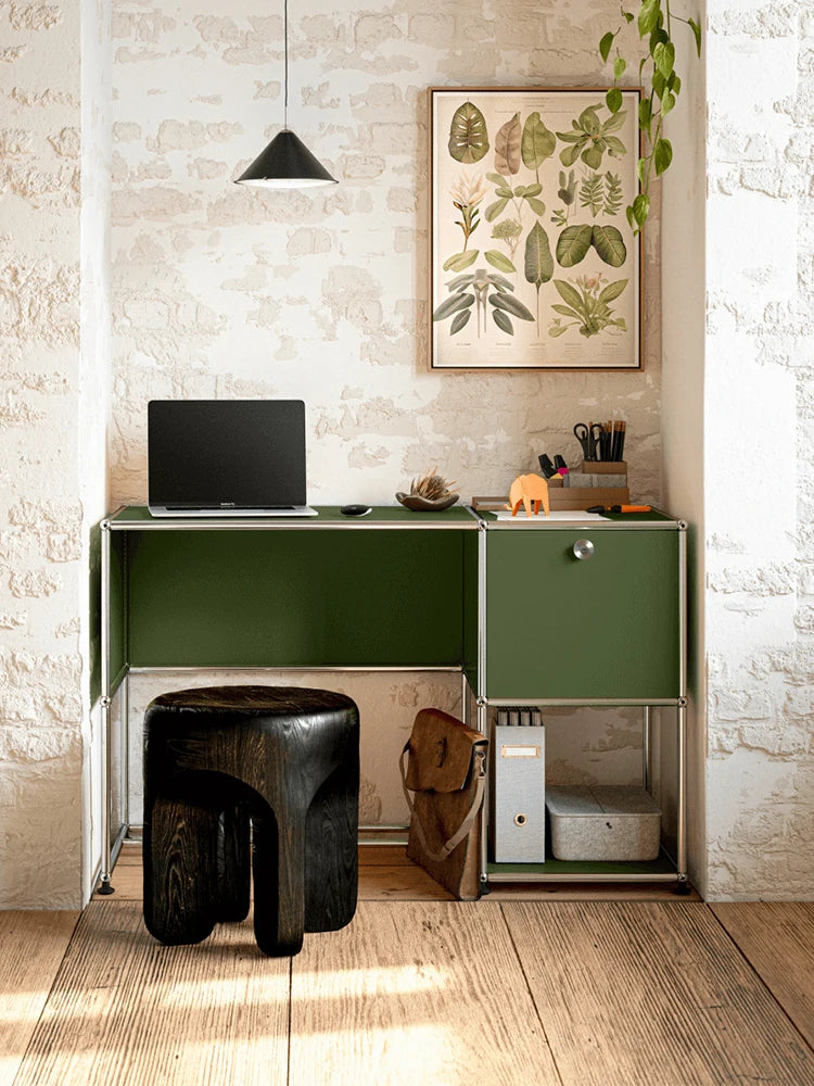 Modern Modular Metal Desk with Storage Cabinet
