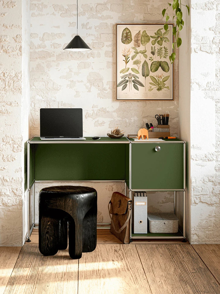 Modern Modular Metal Desk with Storage Cabinet