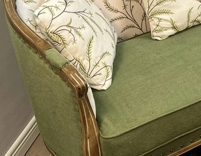 Vintage rustic three-seat solid wood sofa