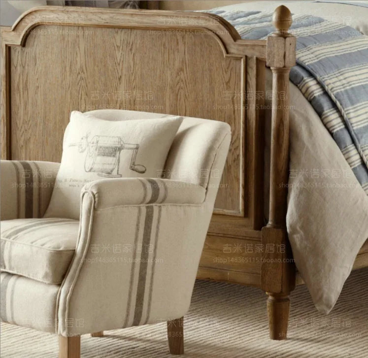 Single Solid Retro Wood Bed