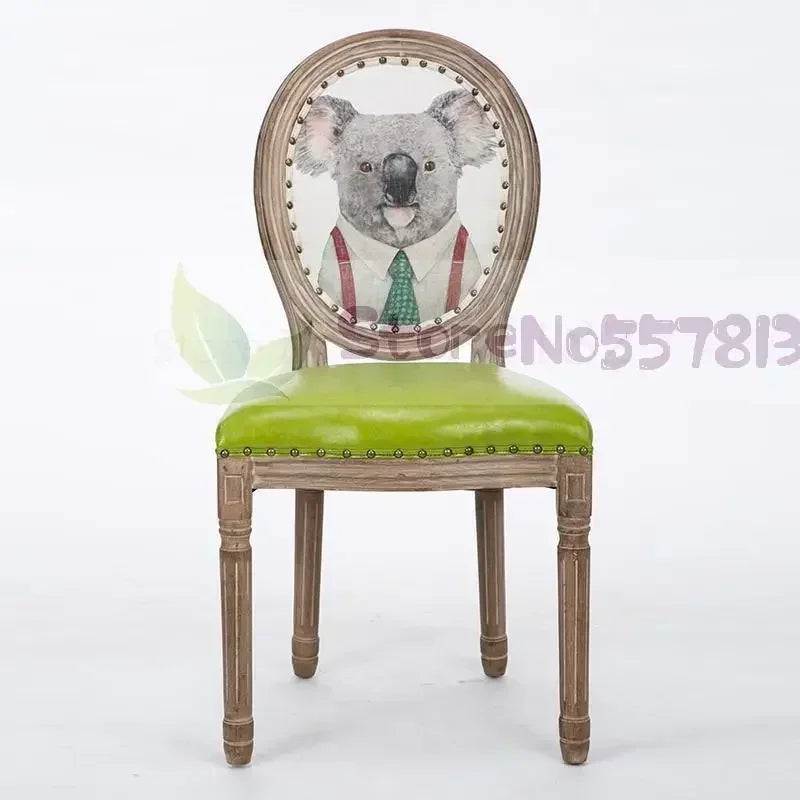 Retro Solid Wood Soft Chair - Simple Leather Seat, Dining Chair