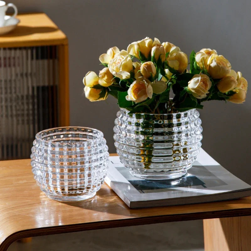 Modern Minimalist Crystal Small Vase Living Room Mini Transparent Glass Ball Flower Arrangement Hydroponic Desktop Decoration