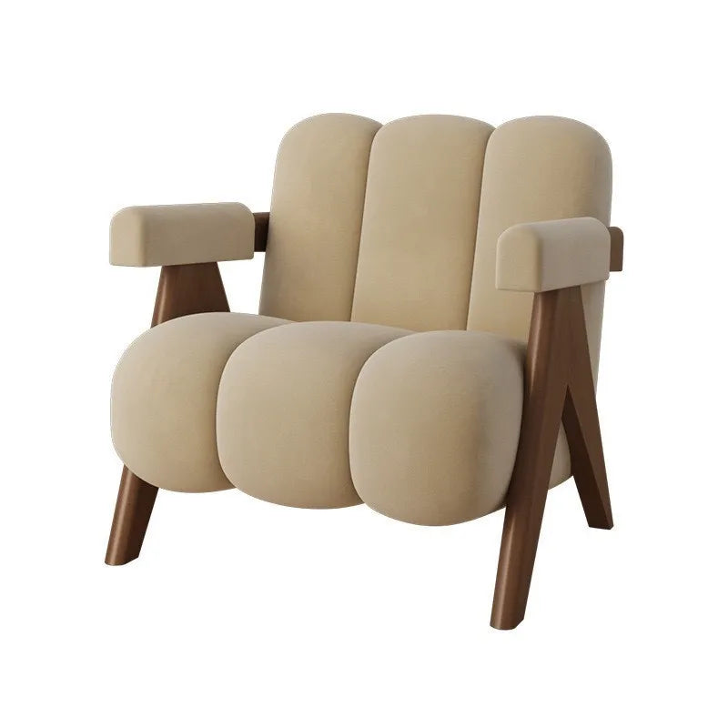 Cream Style Solid Wood  Single Sofa