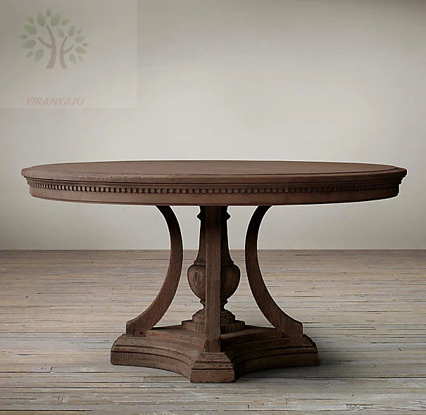 American country oak round dining table