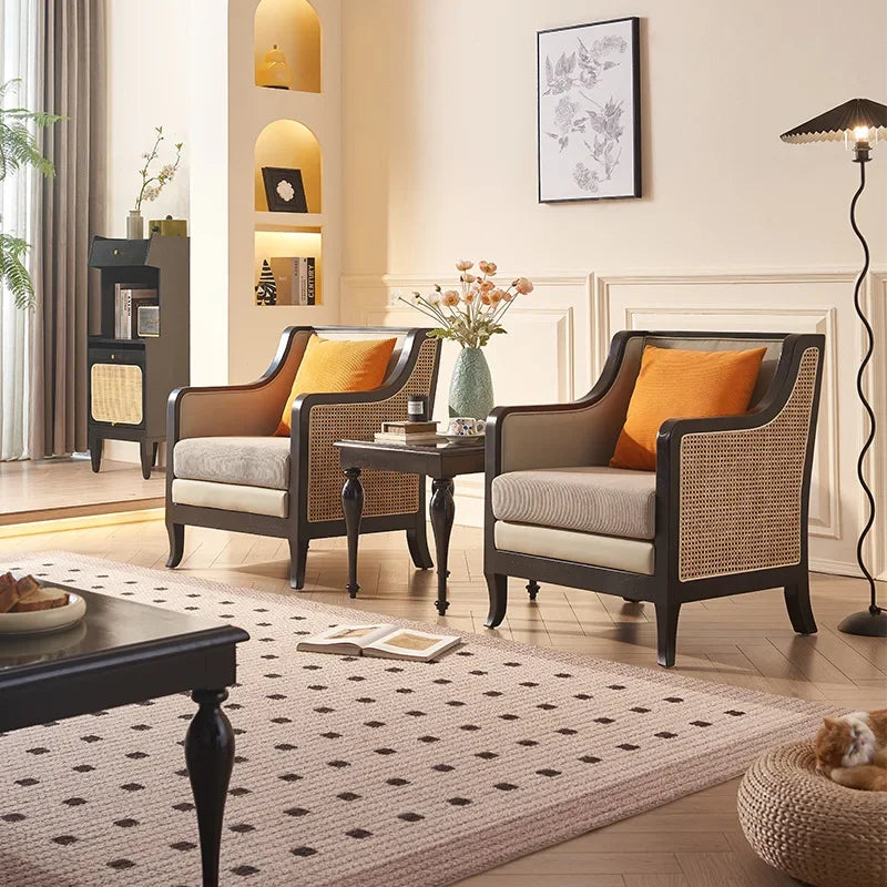 Rattan solid wood single sofa chair