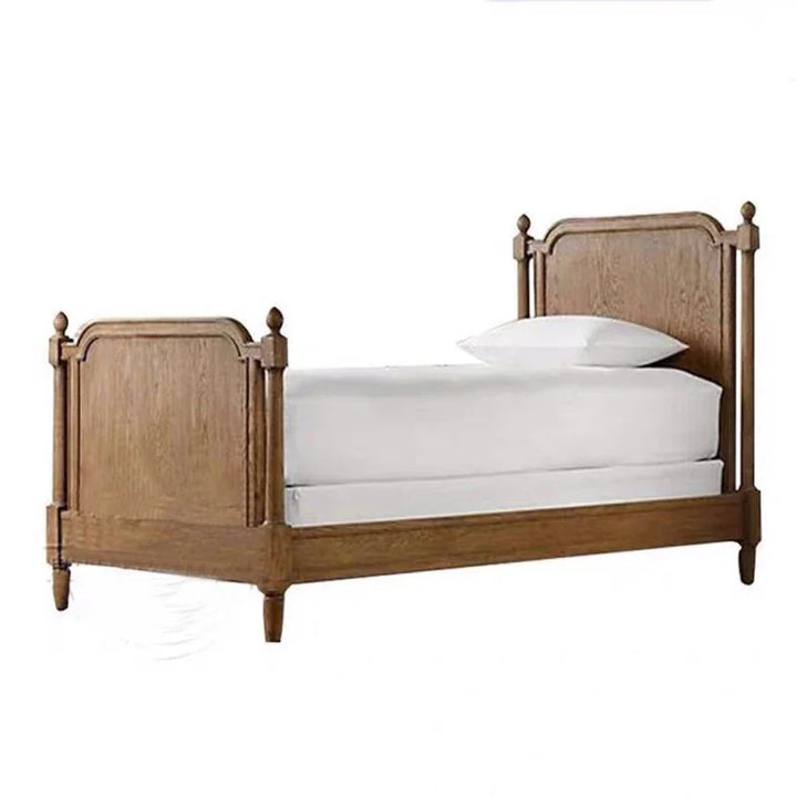 Single Solid Retro Wood Bed