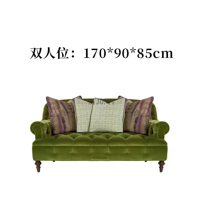 retro olive green velvet  sofa