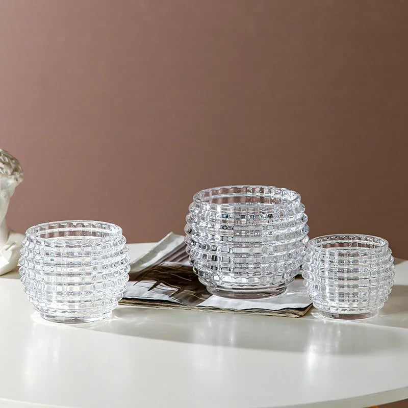 Modern Minimalist Crystal Small Vase Living Room Mini Transparent Glass Ball Flower Arrangement Hydroponic Desktop Decoration