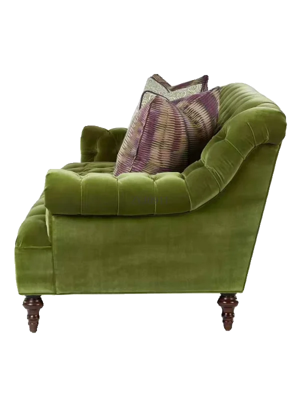 retro olive green velvet  sofa