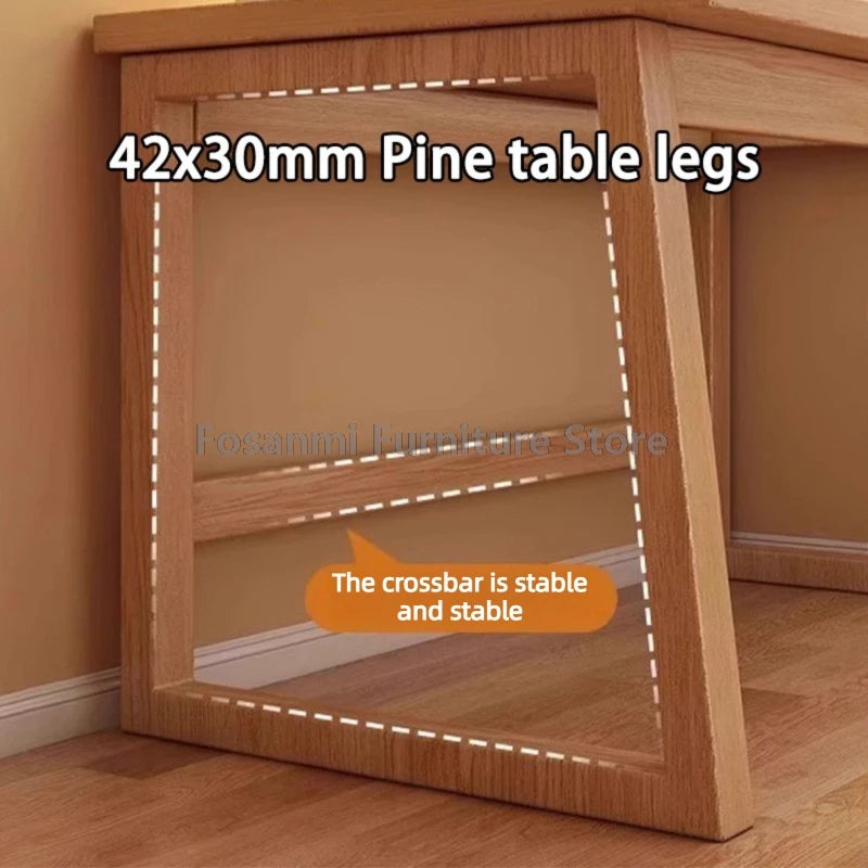 Natural Wood Desks and Chair Set for Home Office