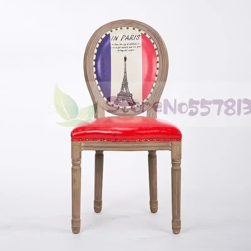Retro Solid Wood Soft Chair - Simple Leather Seat, Dining Chair