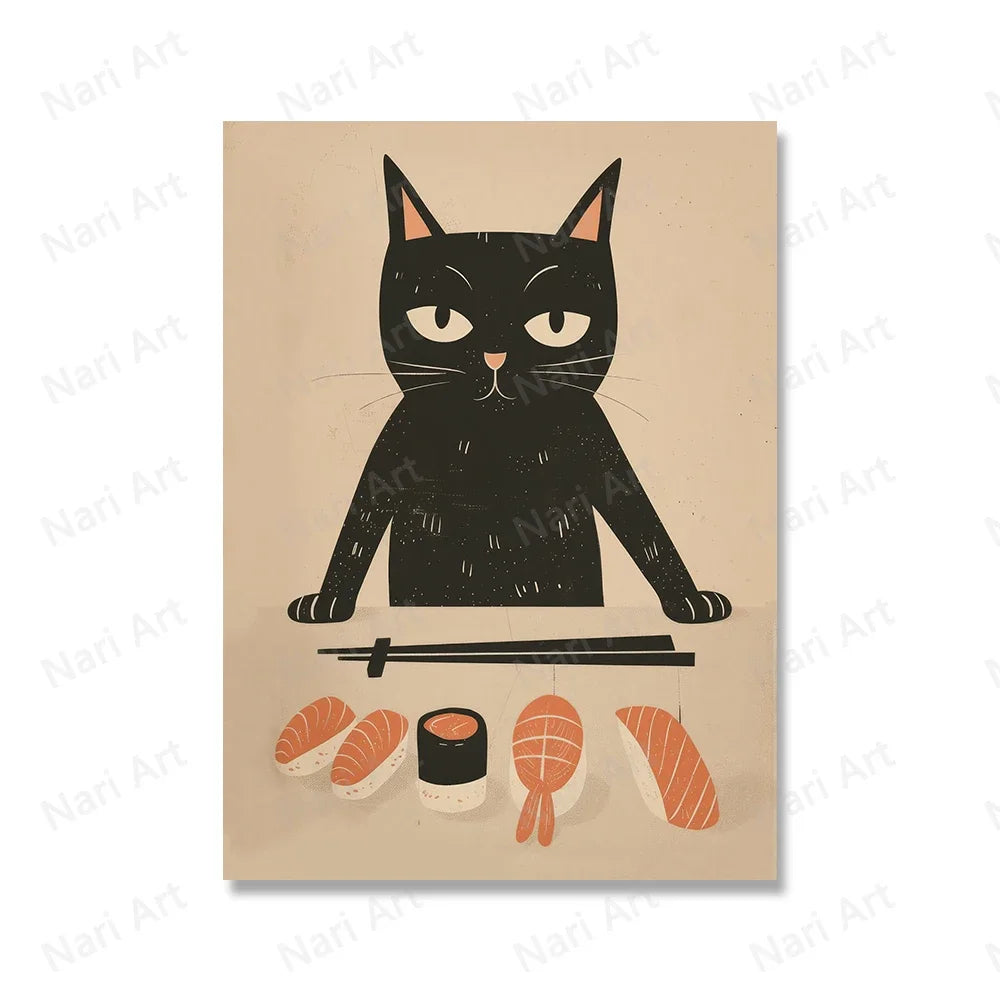 Black Cat Vintage Wall Art