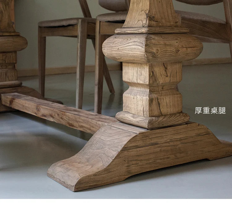 Solid Wood Old Elm  Dining Table For 6 People