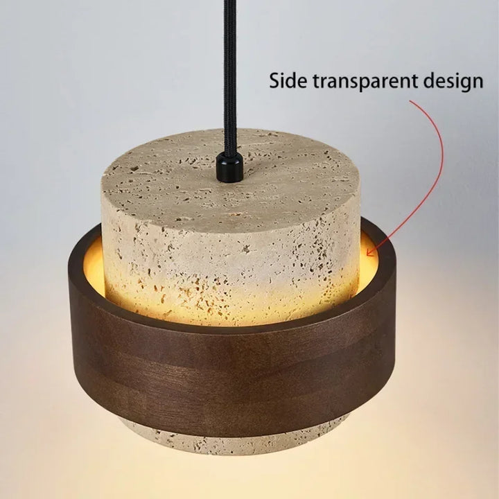 Led Pendant Lamp  Stone / Wood Walnut Color