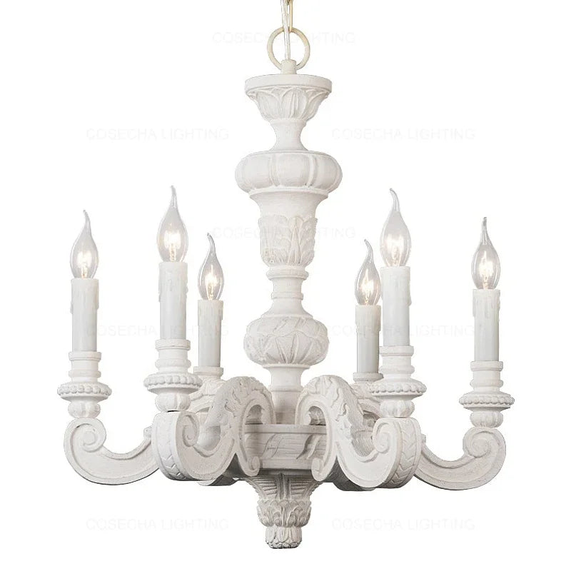 Roman Pillar Chandeliers Wooden Carved Hanging Lamp