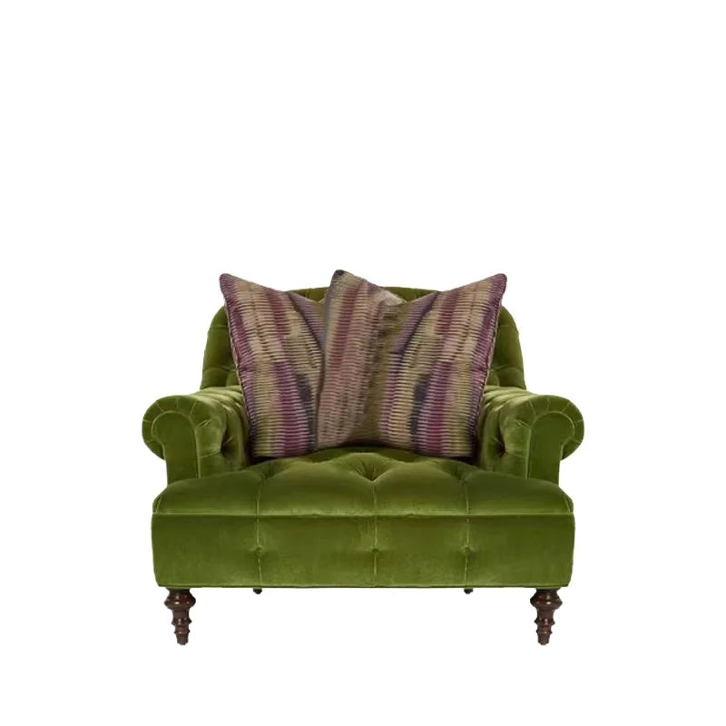 retro olive green velvet  sofa
