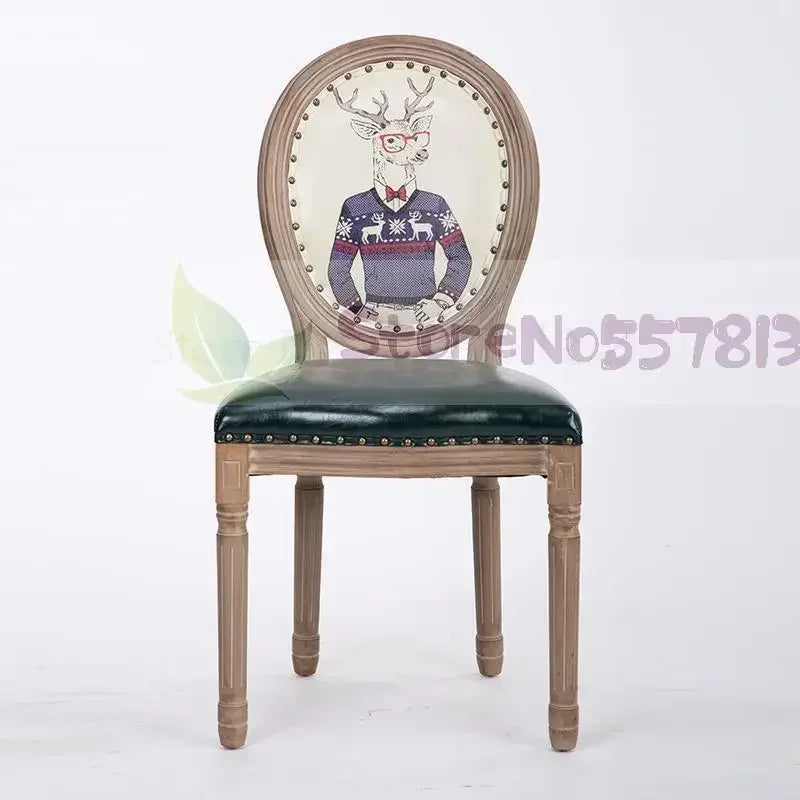 Retro Solid Wood Soft Chair - Simple Leather Seat, Dining Chair