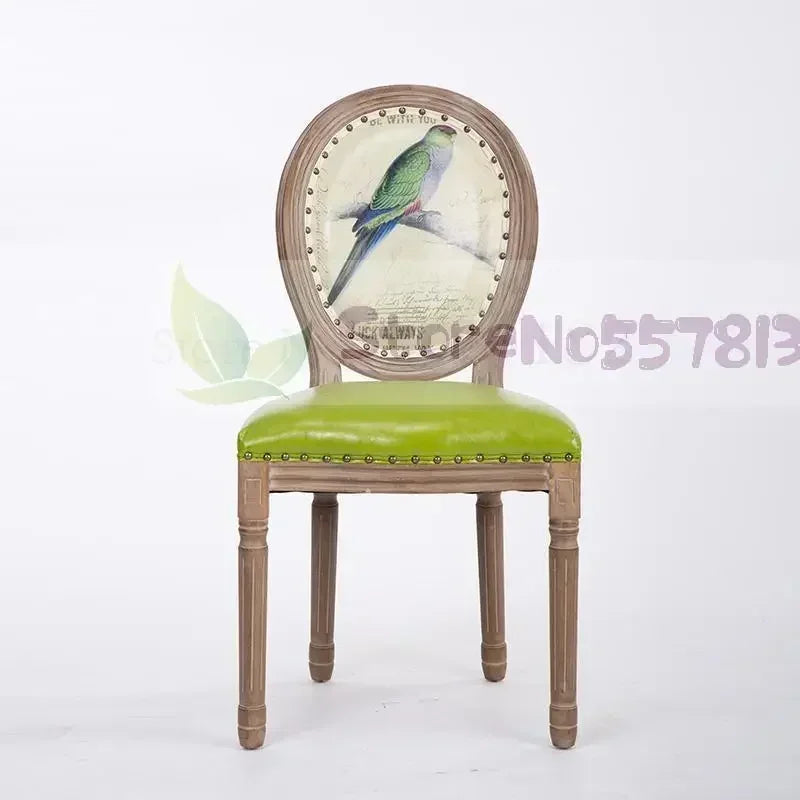 Retro Solid Wood Soft Chair - Simple Leather Seat, Dining Chair